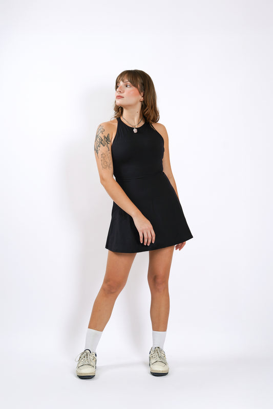 High-Neck Dress - Negro
