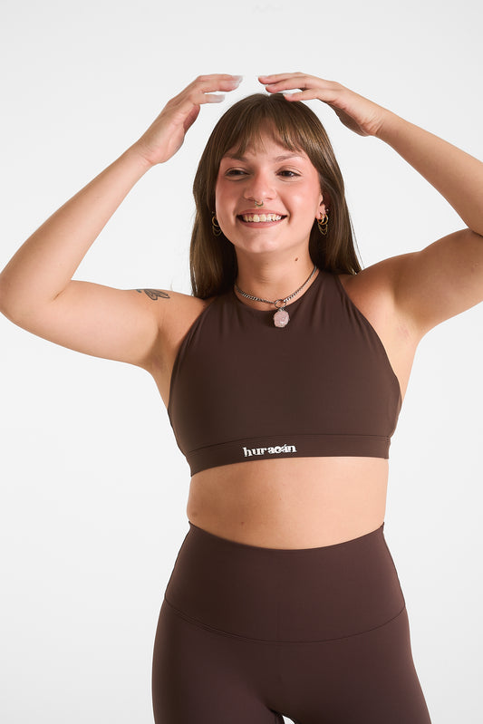 High Neck Top - Chocolate