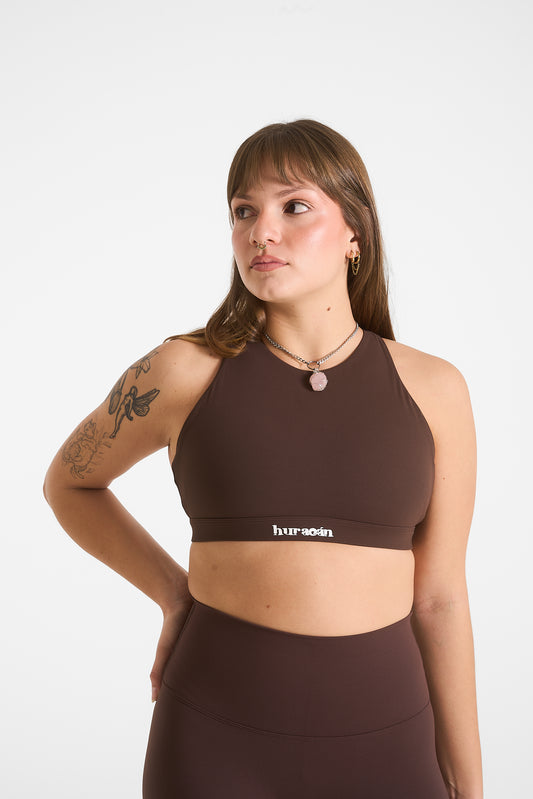 High Neck Top - Chocolate